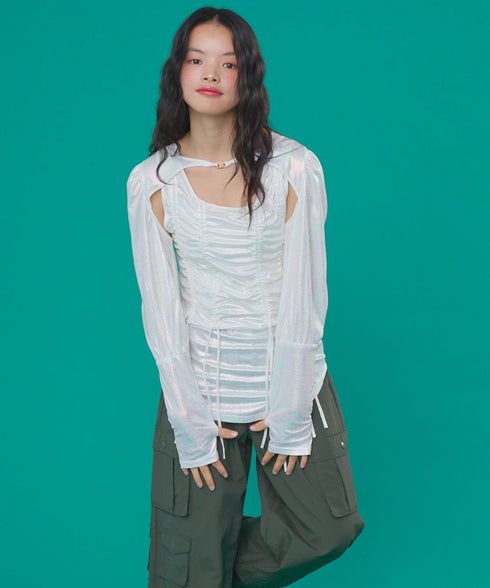 オーロラドッキングシャーリングトップス