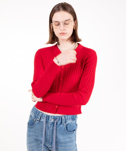 ワイドリブ ニット カーディガン