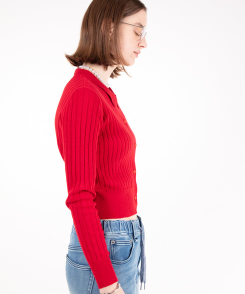 ワイドリブ ニット カーディガン