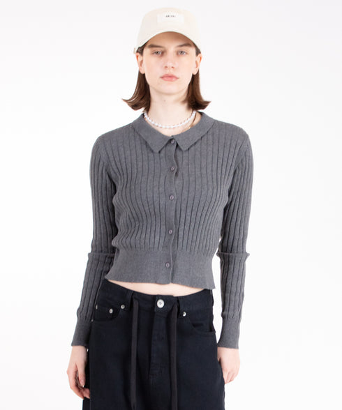 ワイドリブ ニット カーディガン