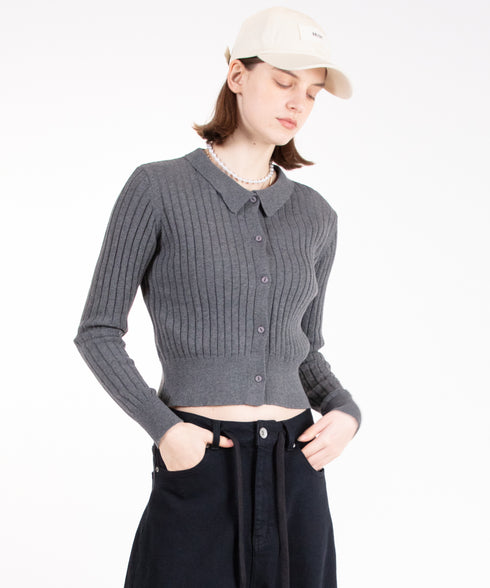 ワイドリブ ニット カーディガン