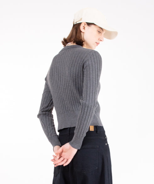 ワイドリブ ニット カーディガン