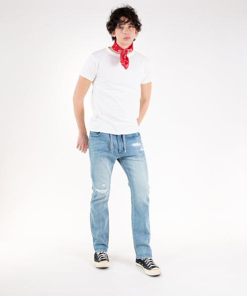 コンフォータブルデニム リペアスリムパンツ(メンズ)