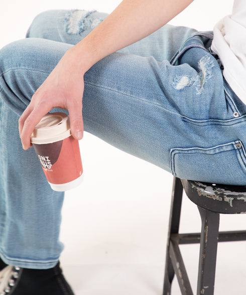 コンフォータブルデニム リペアスリムパンツ(メンズ)