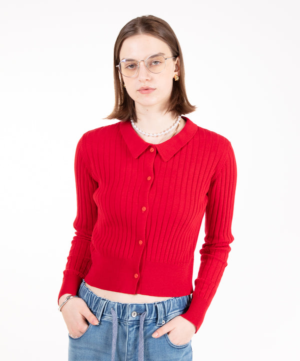 ワイドリブ ニット カーディガン