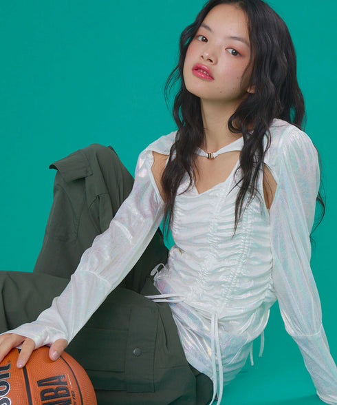 オーロラドッキングシャーリングトップス