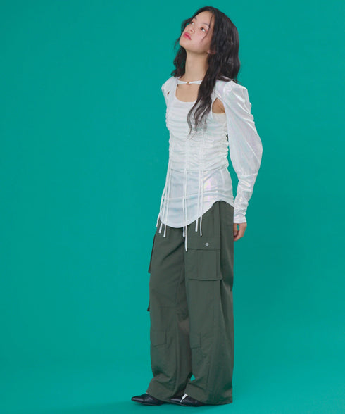 オーロラドッキングシャーリングトップス