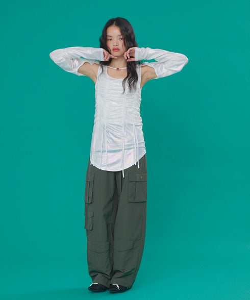 オーロラドッキングシャーリングトップス