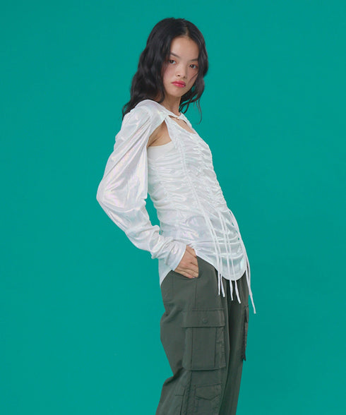 オーロラドッキングシャーリングトップス