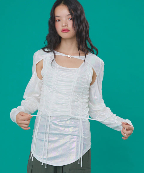 オーロラドッキングシャーリングトップス