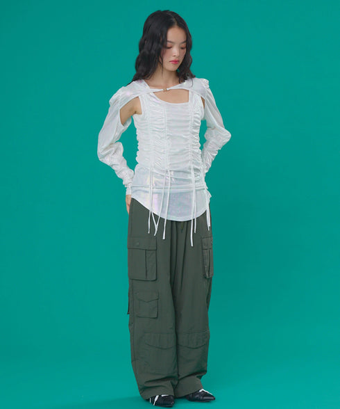 オーロラドッキングシャーリングトップス