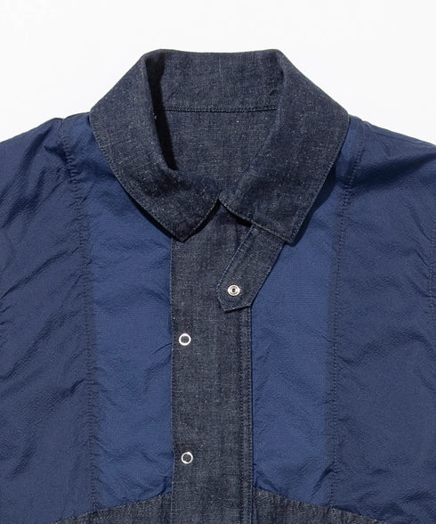 デニム/ナイロン切替ベスト