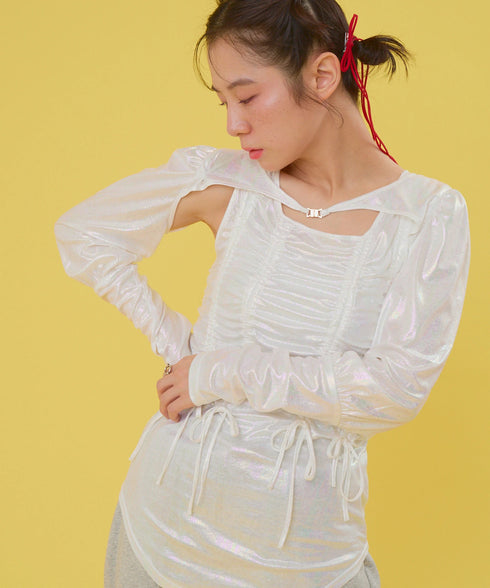 オーロラドッキングシャーリングトップス