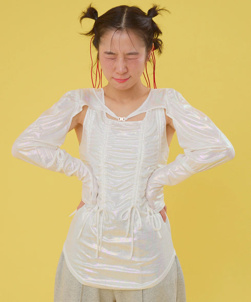 オーロラドッキングシャーリングトップス