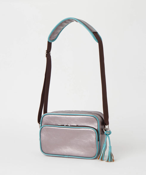 バイカラーフェイクレザーボディバッグ