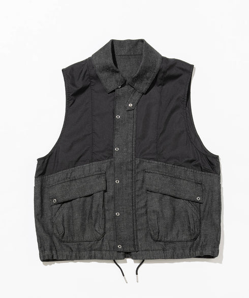 デニム/ナイロン切替ベスト