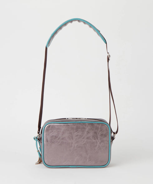 バイカラーフェイクレザーボディバッグ