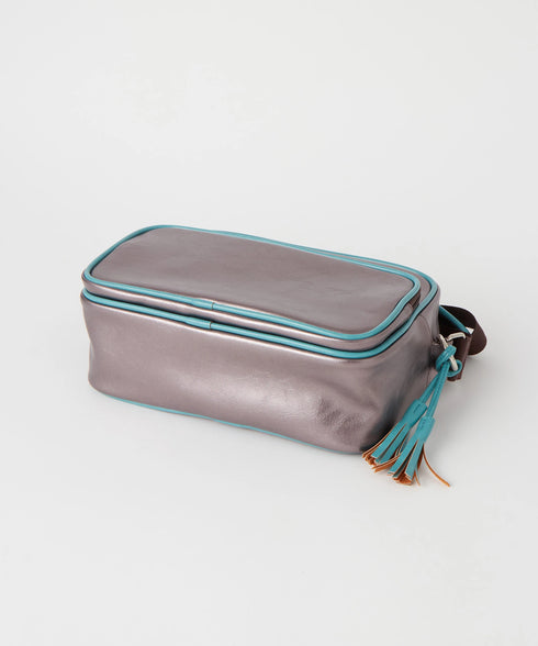 バイカラーフェイクレザーボディバッグ