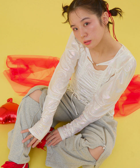 オーロラドッキングシャーリングトップス