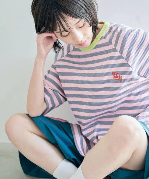 ポイントカラーリブボーダービッグT