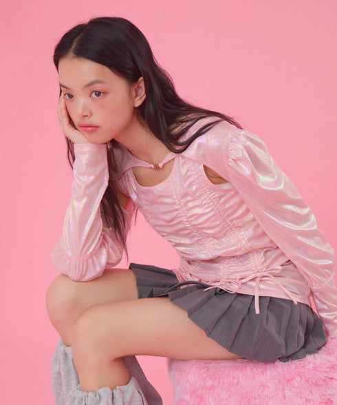 オーロラドッキングシャーリングトップス