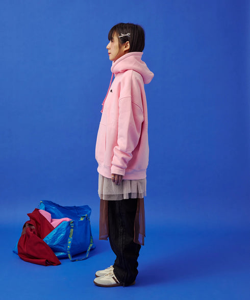 サイドダブルジップワイドデニムパンツ