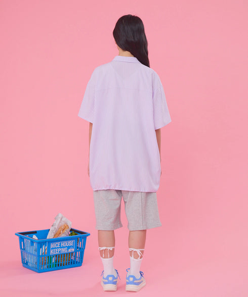 2WAYギャザーポケットビッグストライプシャツ