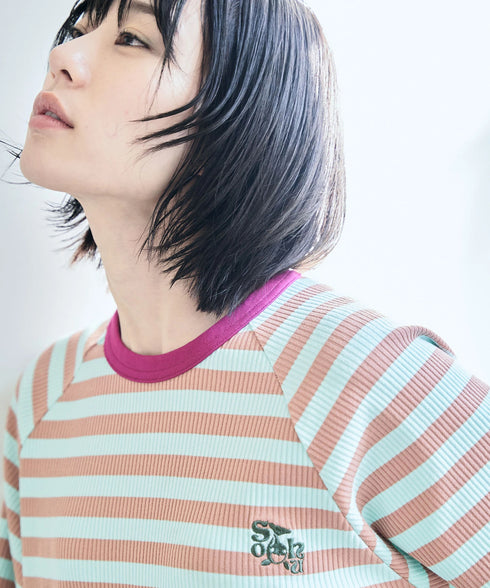 ポイントカラーリブボーダービッグT