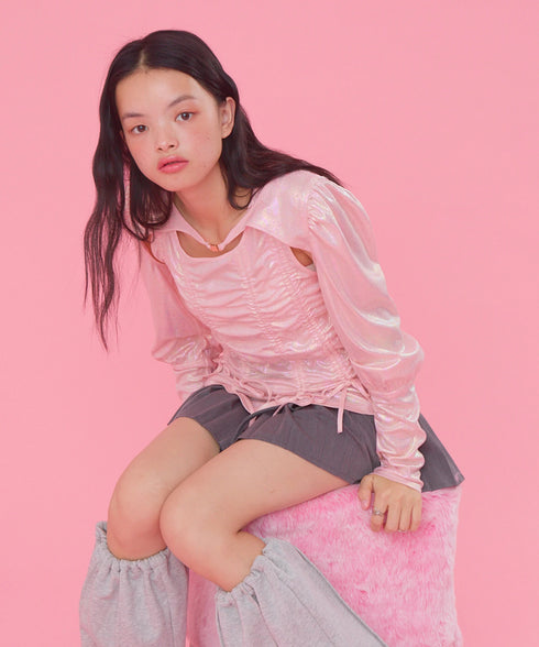 オーロラドッキングシャーリングトップス