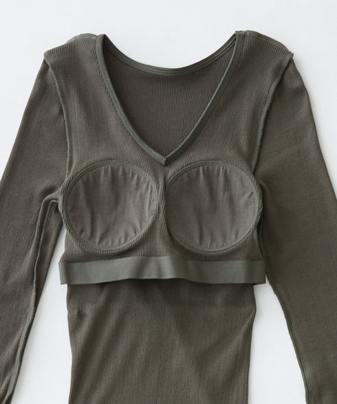 PALM22RIB VNECK BRA LSP/O