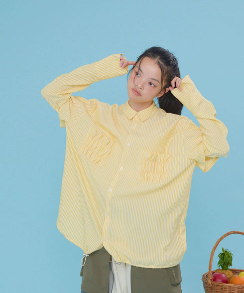 2WAYギャザーポケットビッグストライプシャツ