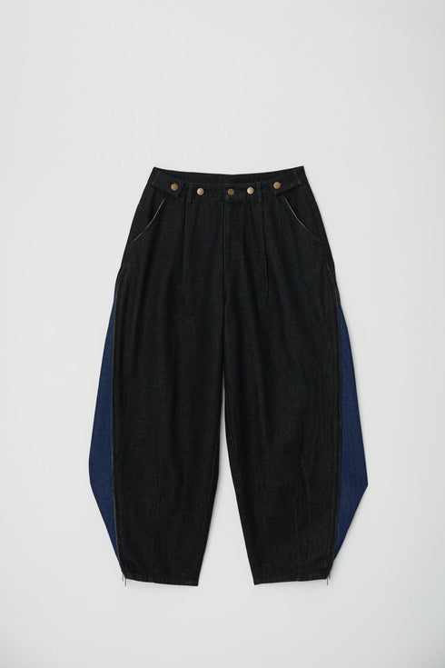 サイドダブルジップワイドデニムパンツ