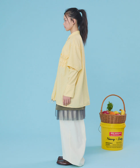 2WAYギャザーポケットビッグストライプシャツ