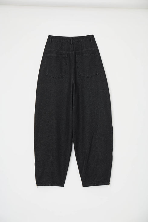 サイドダブルジップワイドデニムパンツ