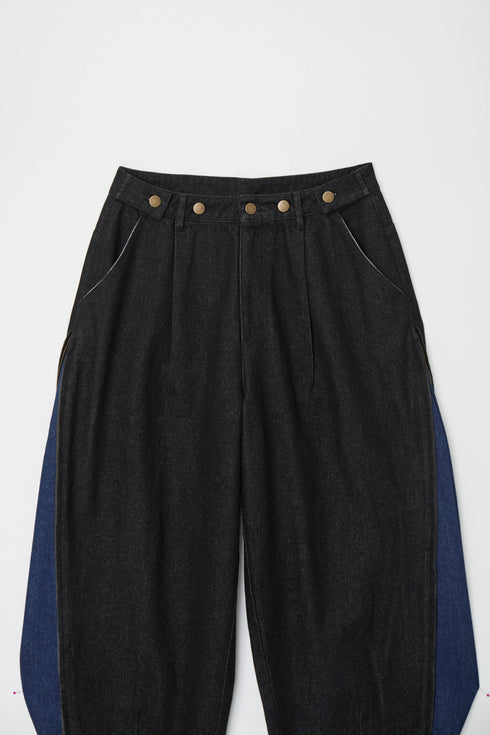 サイドダブルジップワイドデニムパンツ