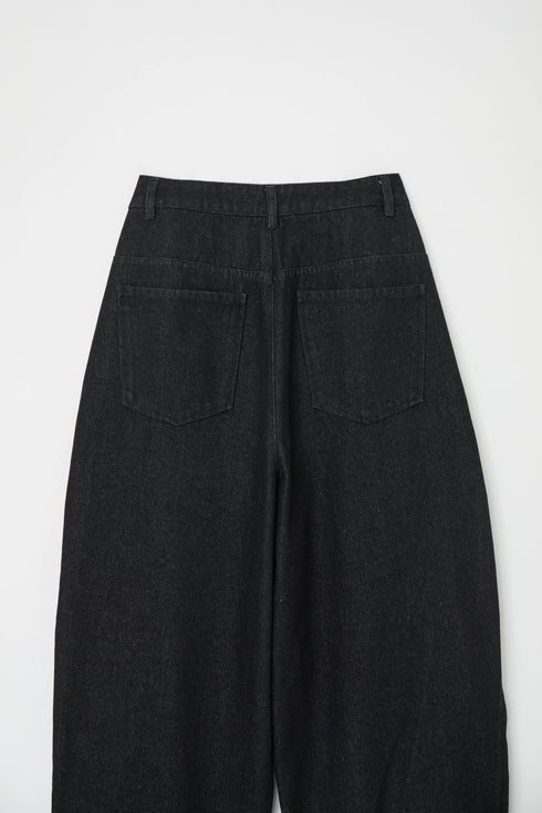 サイドダブルジップワイドデニムパンツ