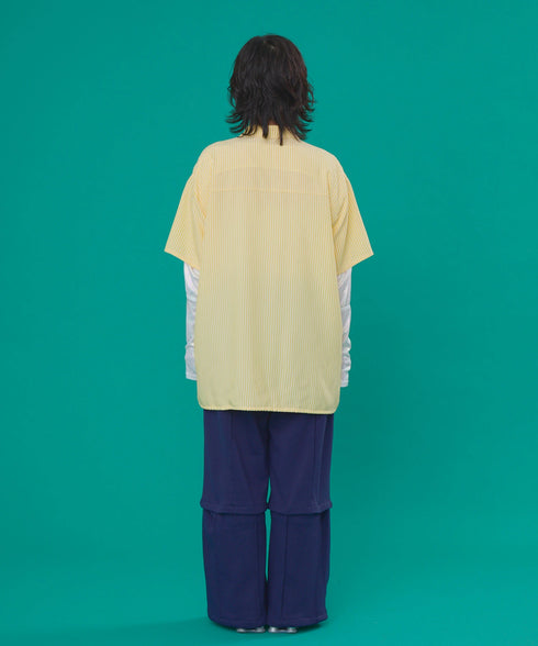 2WAYギャザーポケットビッグストライプシャツ