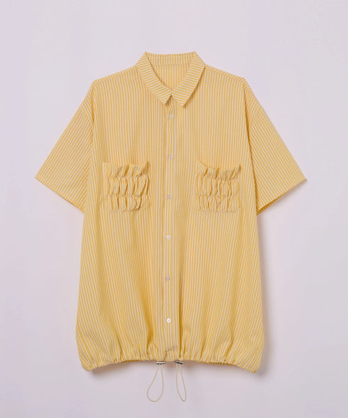 2WAYギャザーポケットビッグストライプシャツ