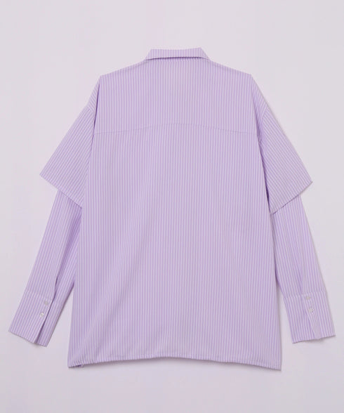 2WAYギャザーポケットビッグストライプシャツ