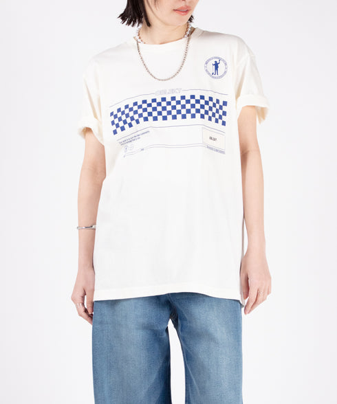 ラウンドボディ グラフィックプリントTシャツ"chess board check"