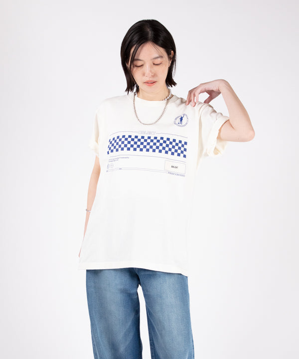 ラウンドボディ グラフィックプリントTシャツ"chess board check"