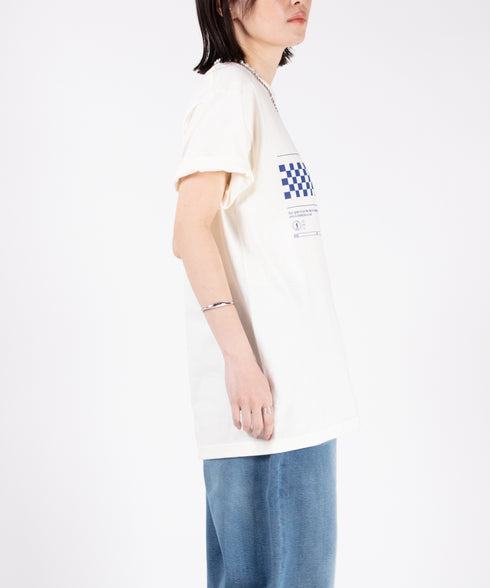 ラウンドボディ グラフィックプリントTシャツ"chess board check"