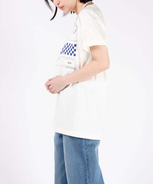 ラウンドボディ グラフィックプリントTシャツ"chess board check"