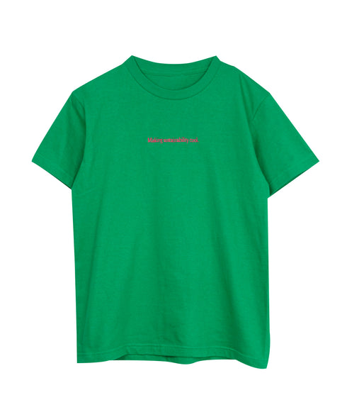 ラウンドボディ エンブロイダリーTシャツ"Making sustainability cool."