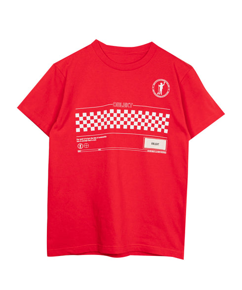 ラウンドボディ グラフィックプリントTシャツ"chess board check"