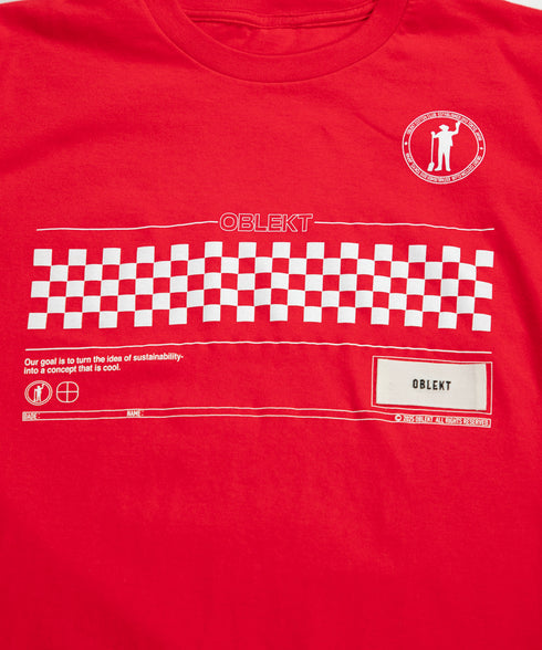 ラウンドボディ グラフィックプリントTシャツ"chess board check"