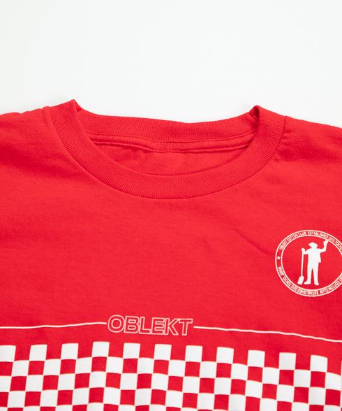 ラウンドボディ グラフィックプリントTシャツ"chess board check"