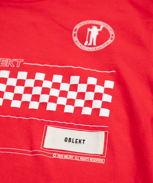 ラウンドボディ グラフィックプリントTシャツ"chess board check"