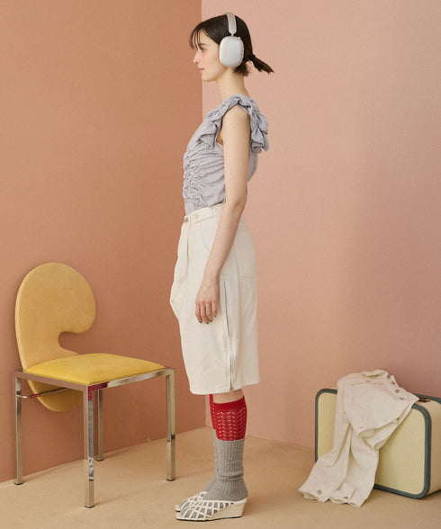 サイドジップボーイフレンドハーフデニムパンツ