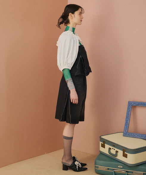 サイドジップボーイフレンドハーフデニムパンツ